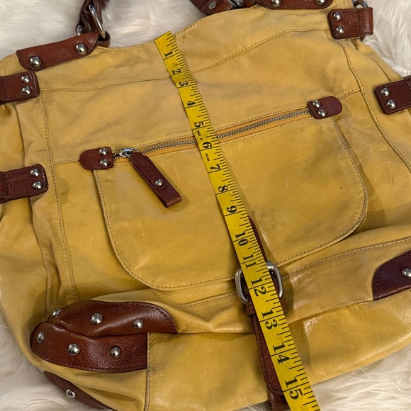 Tano Genuine Leather Studded Mustard Yellow Shoulder Bag? main image 6